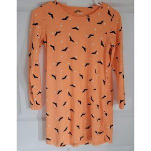 City Streets Girls Sz 10/12 Halloween Bats Long Sleeve Dress Orange
